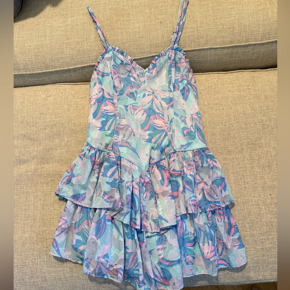 Floral Blue and Pink Women Dress